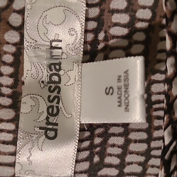 Women's Small Brown White Ruffle Trim Sleeveless Top Beaded Straps Flowy Casual - Picture 2 of 12